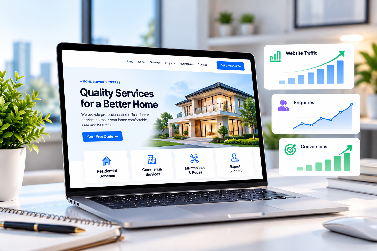 Modern website design for a small home-services business